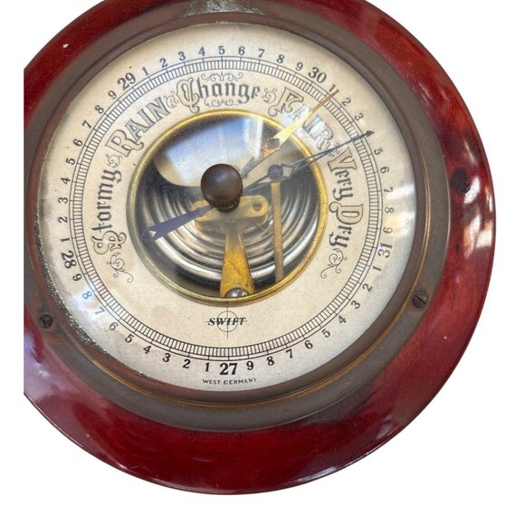 Antique Barometer West Germany Weather Brass Dial SWIFT Stormy Rain Fair V. Dry - Picture 2 of 13